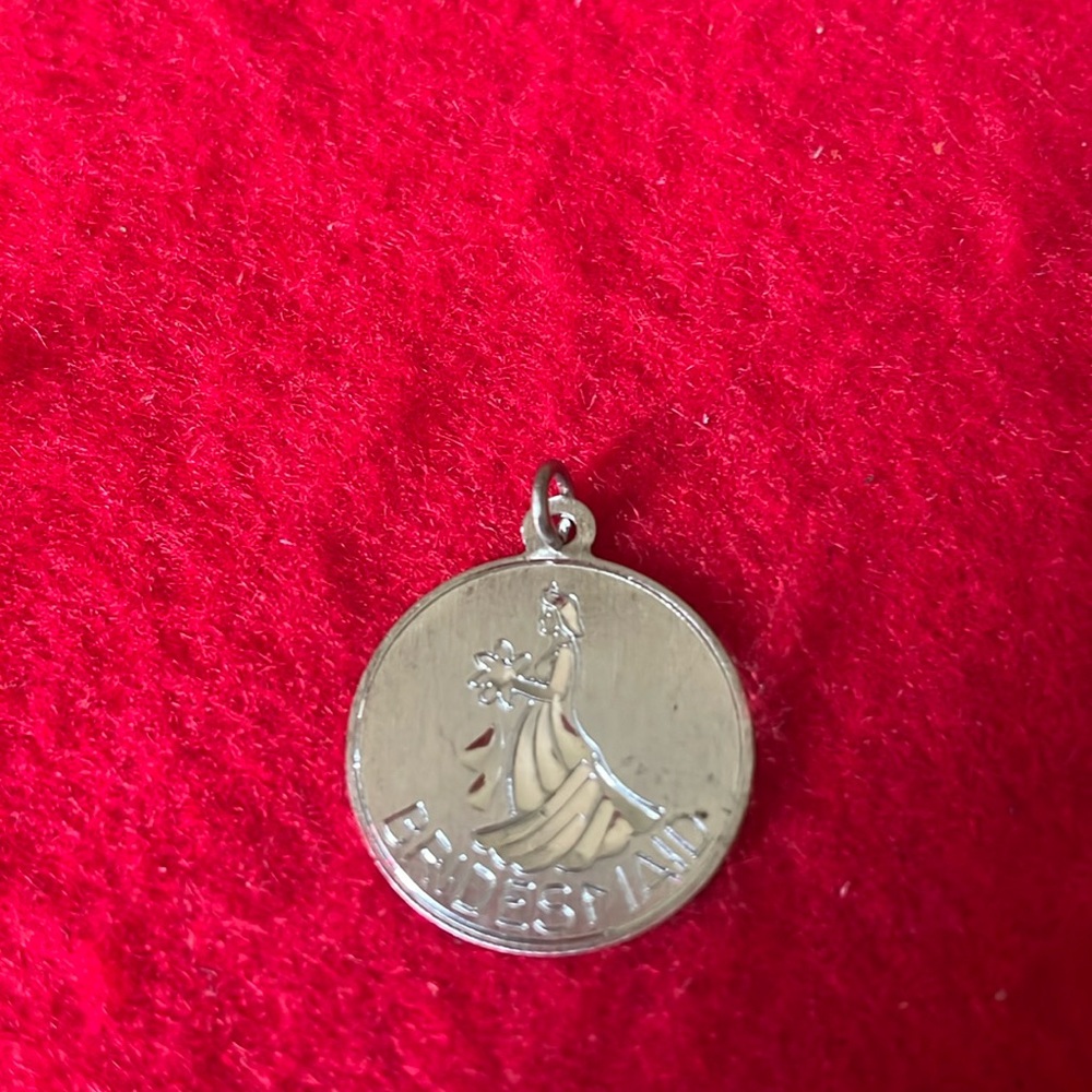 Vintage Bridesmaid Charm-Sterling Silver-Round-Dangle